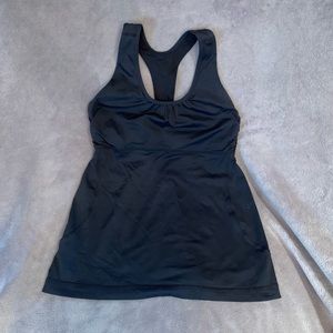 Lululemon black tank with cutout details on back